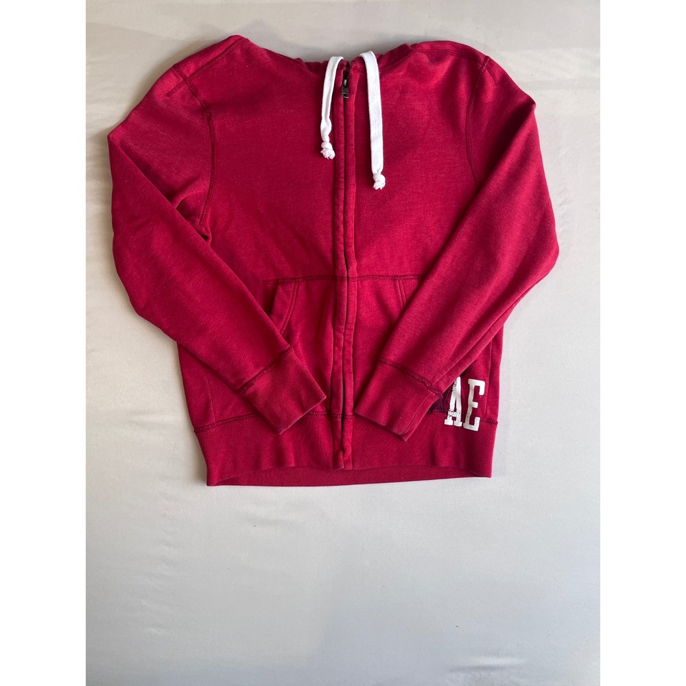American Eagle Outfitters Mens Vintage Fit Full Zip Hoodie Red Fleece Large Y2K